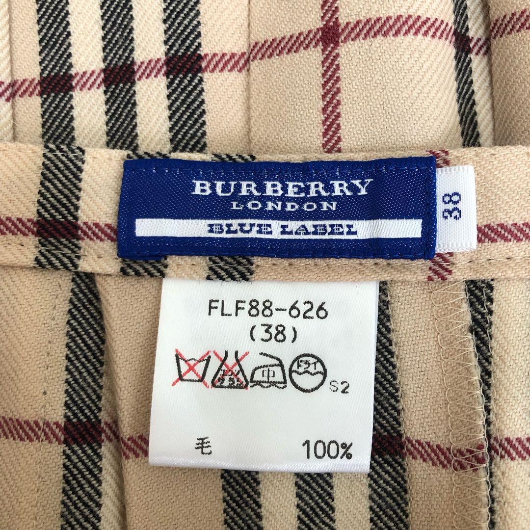 BURBERRY ウール ラップ プリーツ ひざ丈 スカート 38 ベージュ