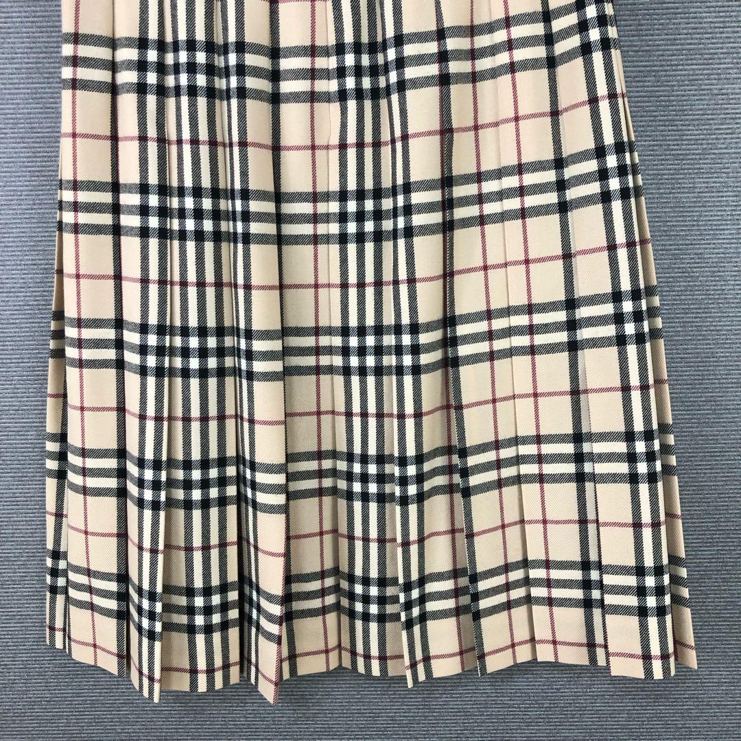BURBERRY ウール ラップ プリーツ ひざ丈 スカート 38 ベージュ