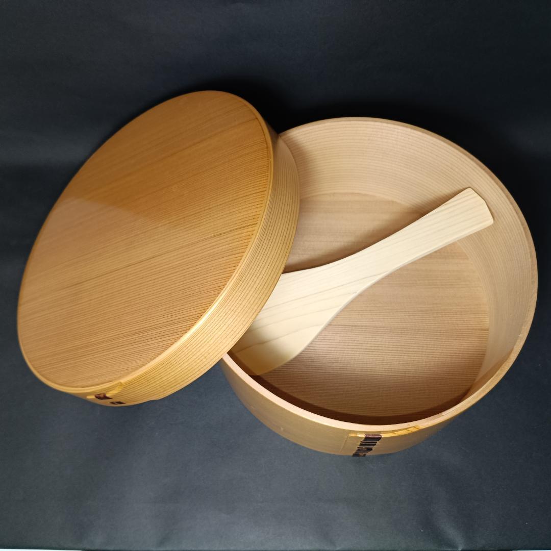 新品　大館曲げわっぱ　おひつ（3人用）　しゃもじ付き