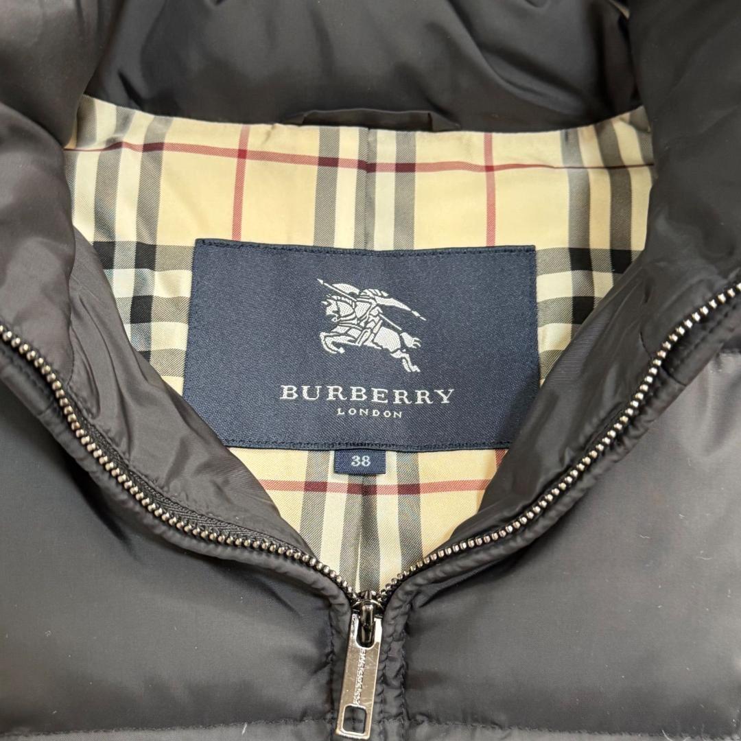 16984✨バーバリーロンドン フォックスファー ノバチェック ダウンベスト 黒