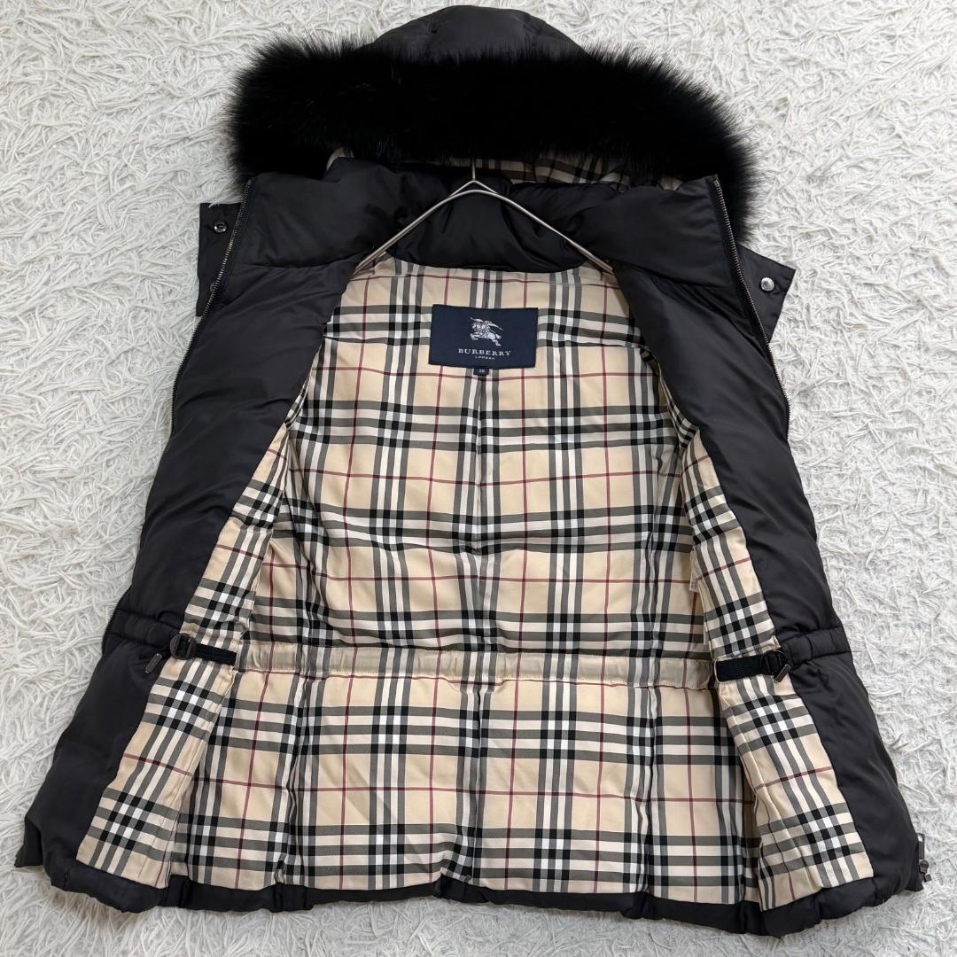 16984✨バーバリーロンドン フォックスファー ノバチェック ダウンベスト 黒