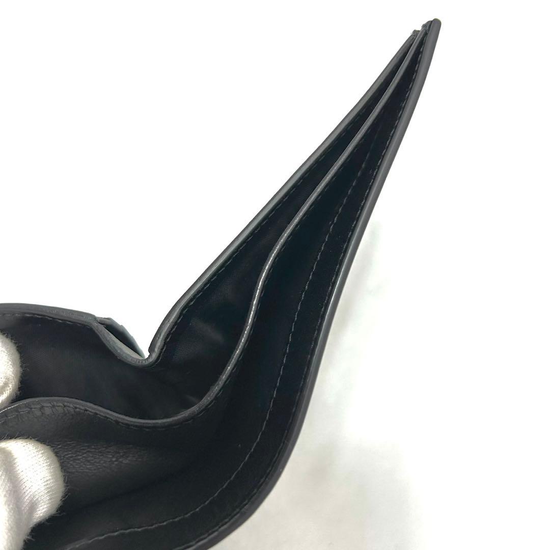 未使用 サンローランパリ 札入れ コンパクトウォレット YSLロゴ シルバー 黒