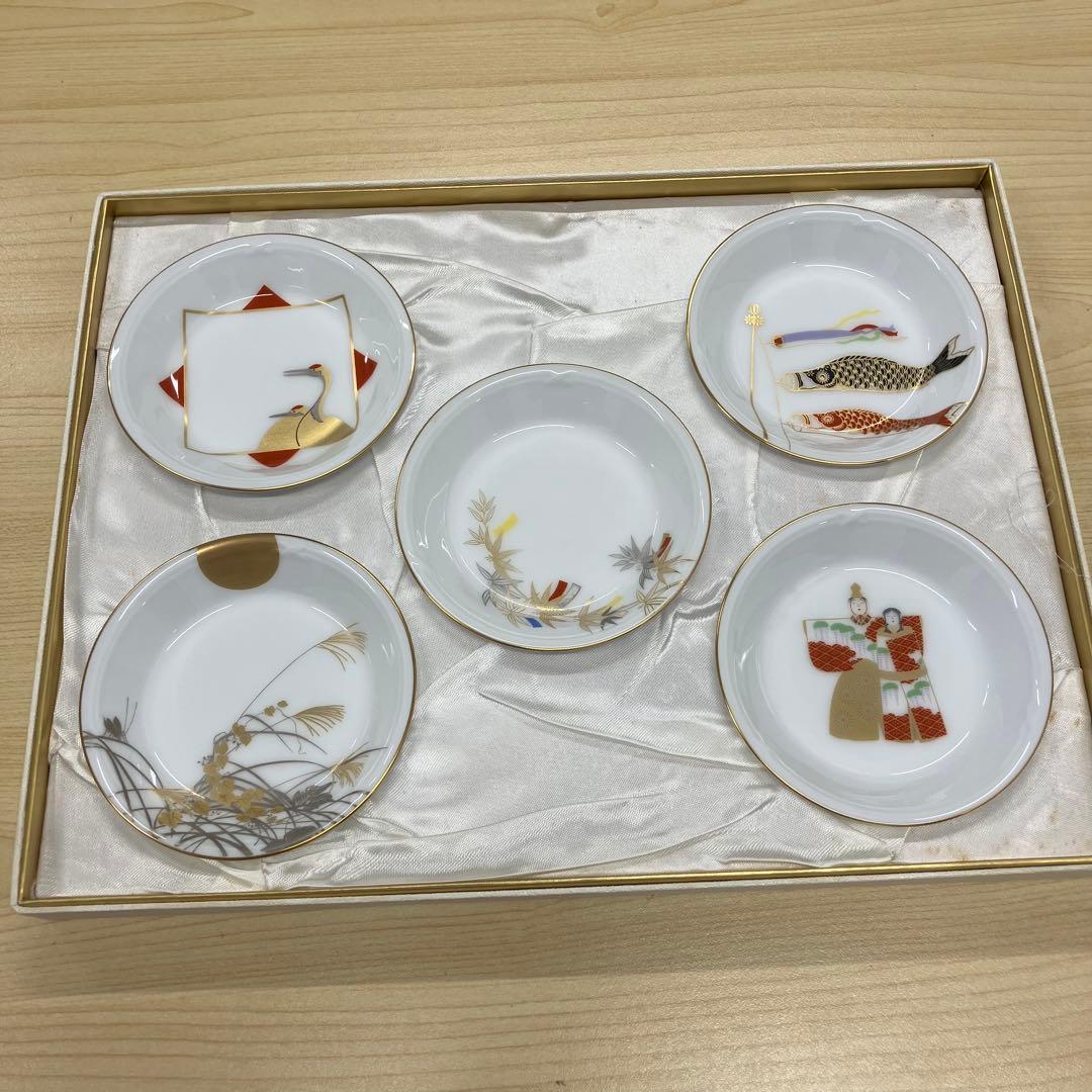 希少　大倉陶園　五歳時記　小皿揃（5枚）　約11cm　絵替わり　日本製
