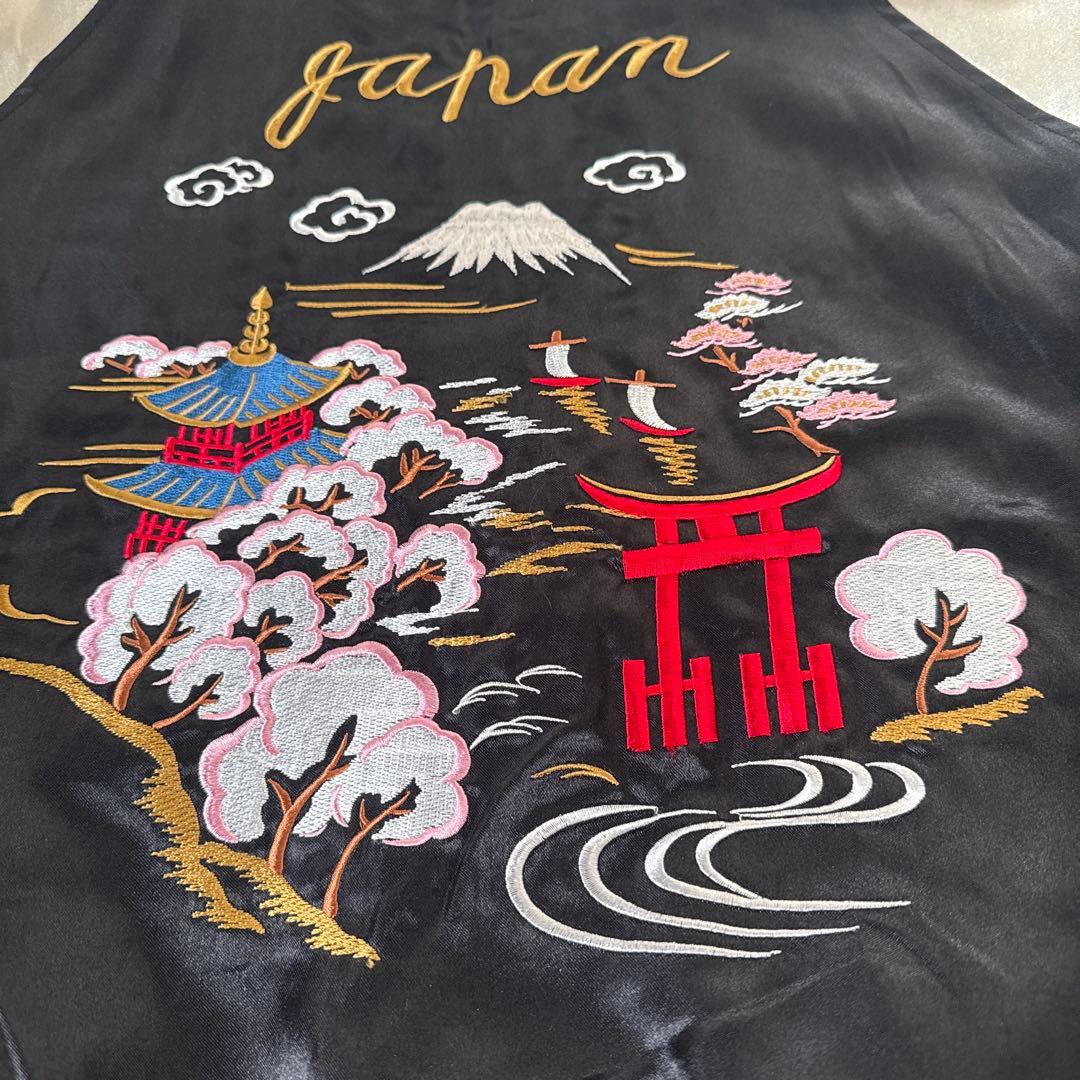 ドラゴン刺繍 スカジャン ネイビー/シルバー 佐藤正 リバーシブル