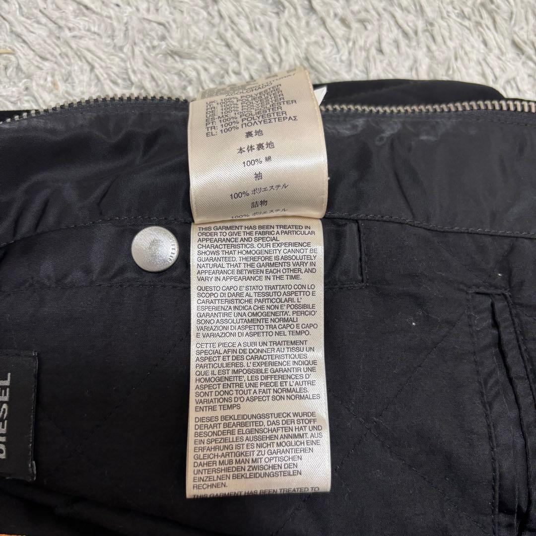 ディーゼル　DIESEL MA-1 切替ボンバージャケット 革　ブラック　S