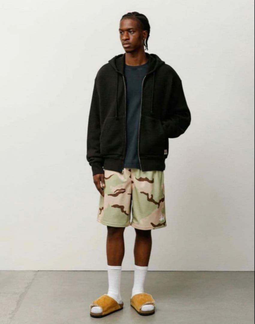 トップス stussy double layer waffle zip hoodie