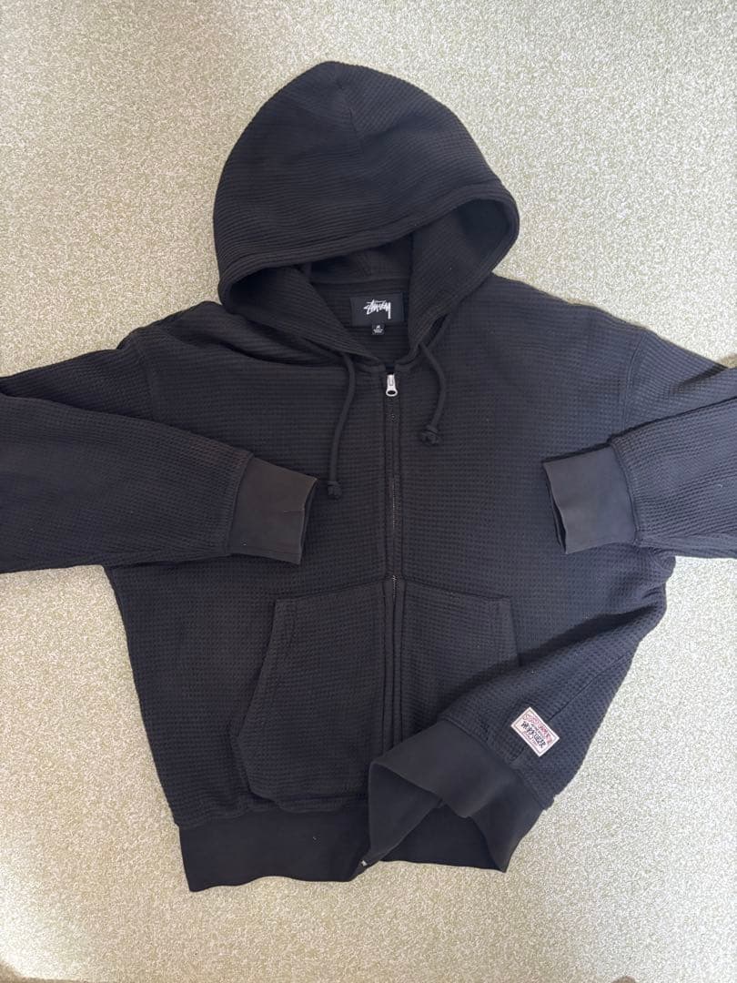 トップス stussy double layer waffle zip hoodie
