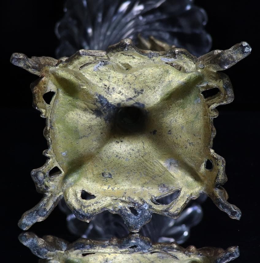 オールド・バカラ 美術館級 大型 センターピース 花瓶 ブロンズ装飾 バンブー