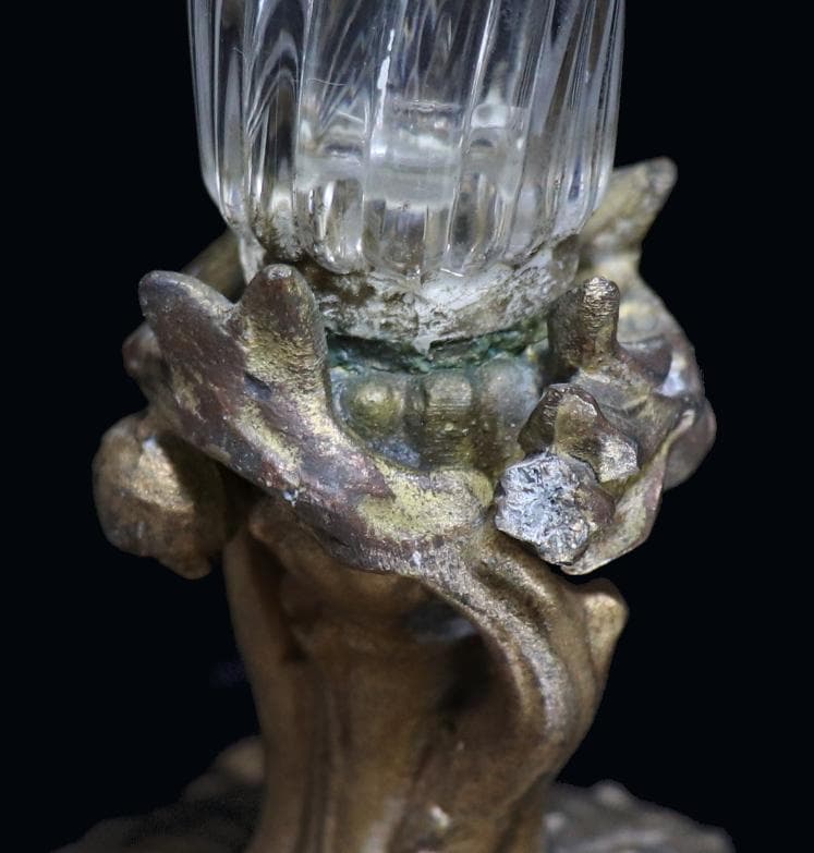 オールド・バカラ 美術館級 大型 センターピース 花瓶 ブロンズ装飾 バンブー