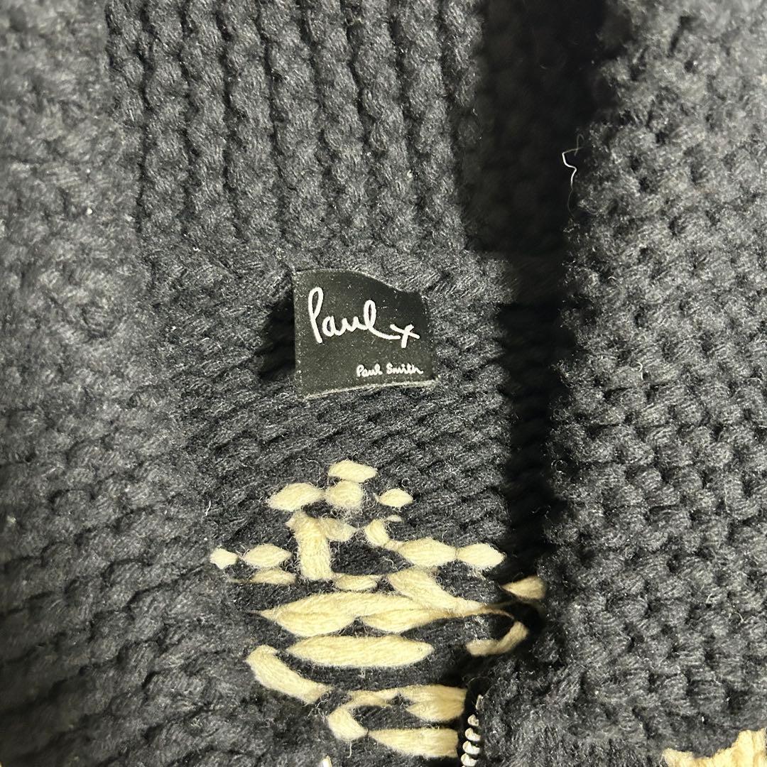 Paul Smith ハート花柄 ジップアップニット 黒