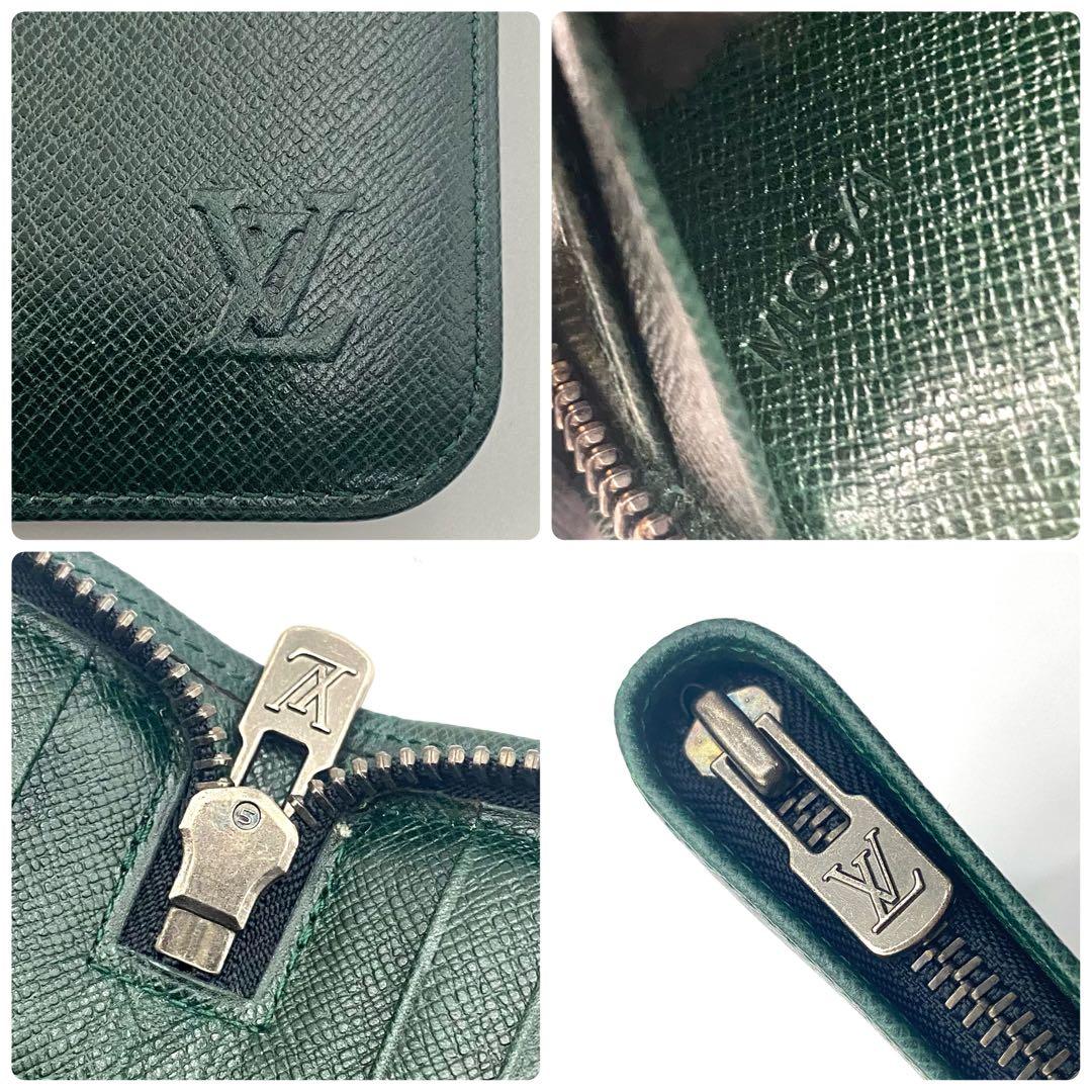 ルイヴィトン タイガ ラウンドファスナー トラベルケース パスポートケース 緑系