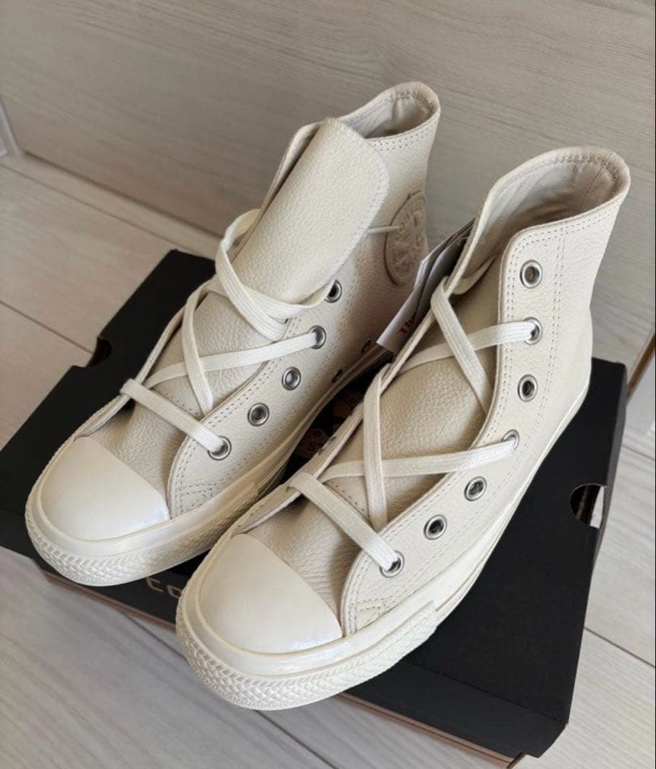 【新品】Ungrid × CONVERSE アイボリーレザーハイカットスニーカー