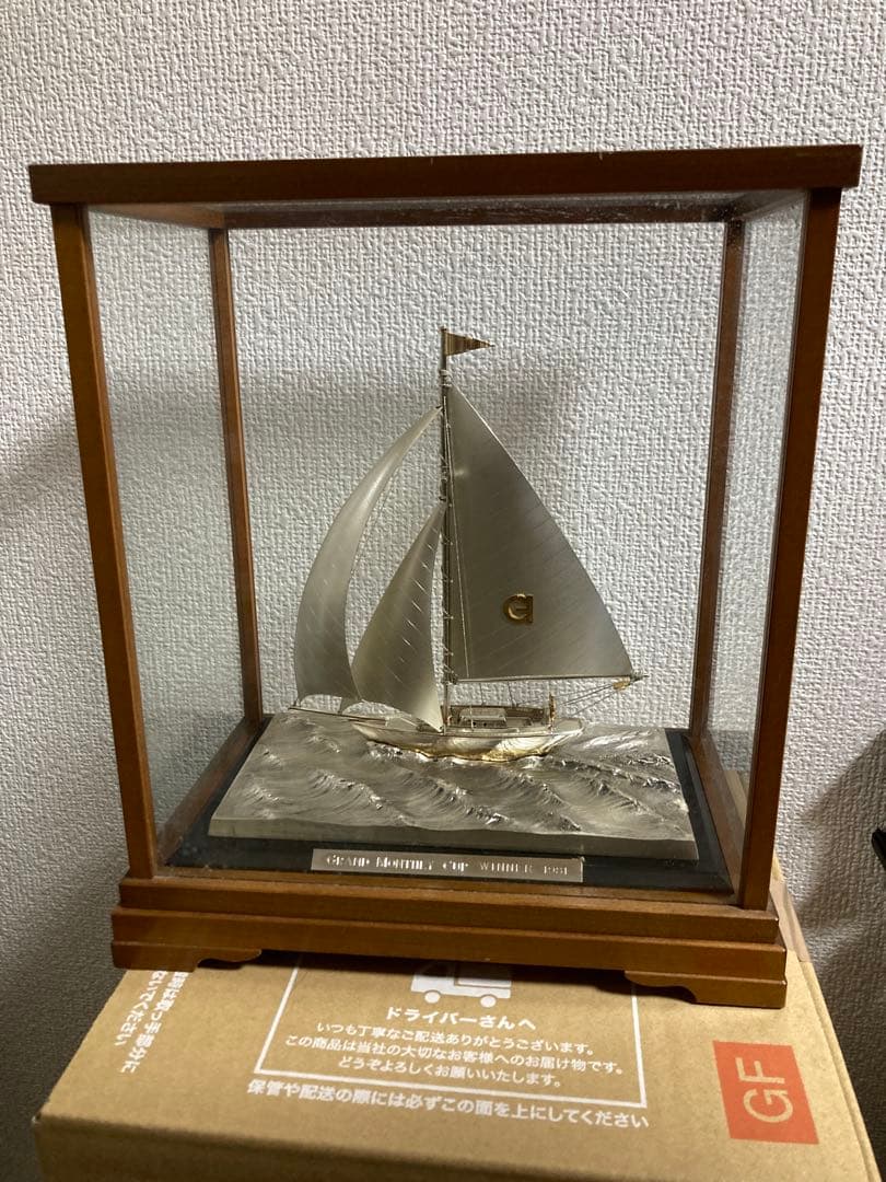 現状品　銀製　船置物