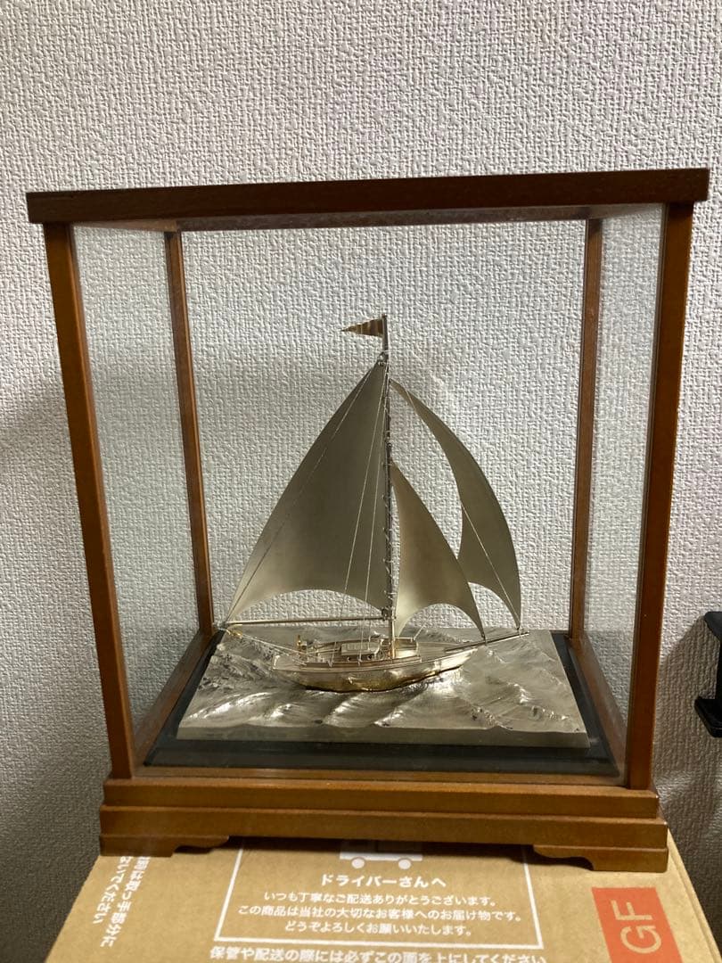 現状品　銀製　船置物