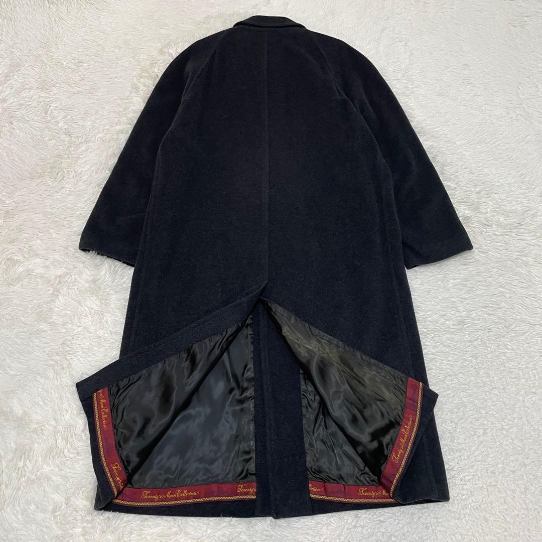 イタリア製 SEVENTY カシミヤ混 ステンカラーコート マキシ丈 金ボタン