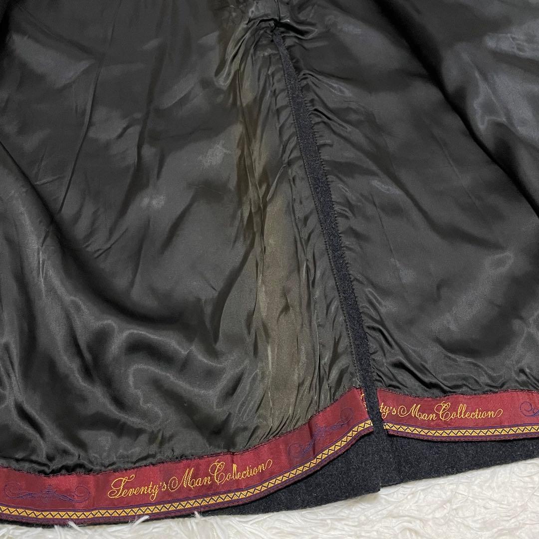 イタリア製 SEVENTY カシミヤ混 ステンカラーコート マキシ丈 金ボタン