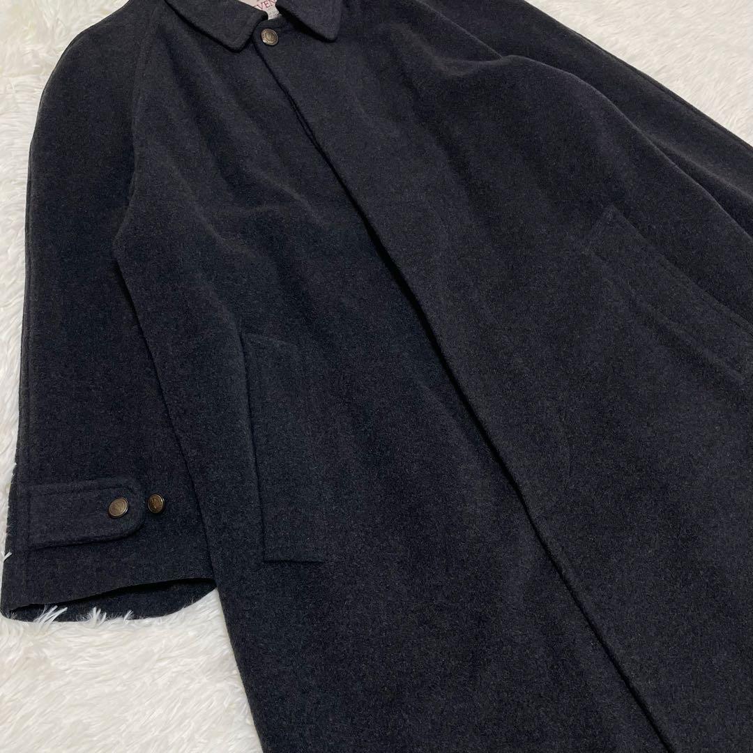 イタリア製 SEVENTY カシミヤ混 ステンカラーコート マキシ丈 金ボタン