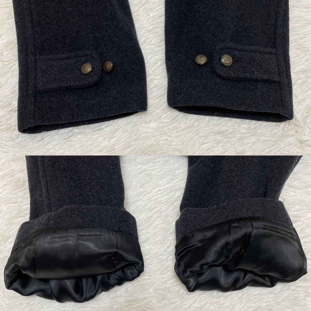 イタリア製 SEVENTY カシミヤ混 ステンカラーコート マキシ丈 金ボタン