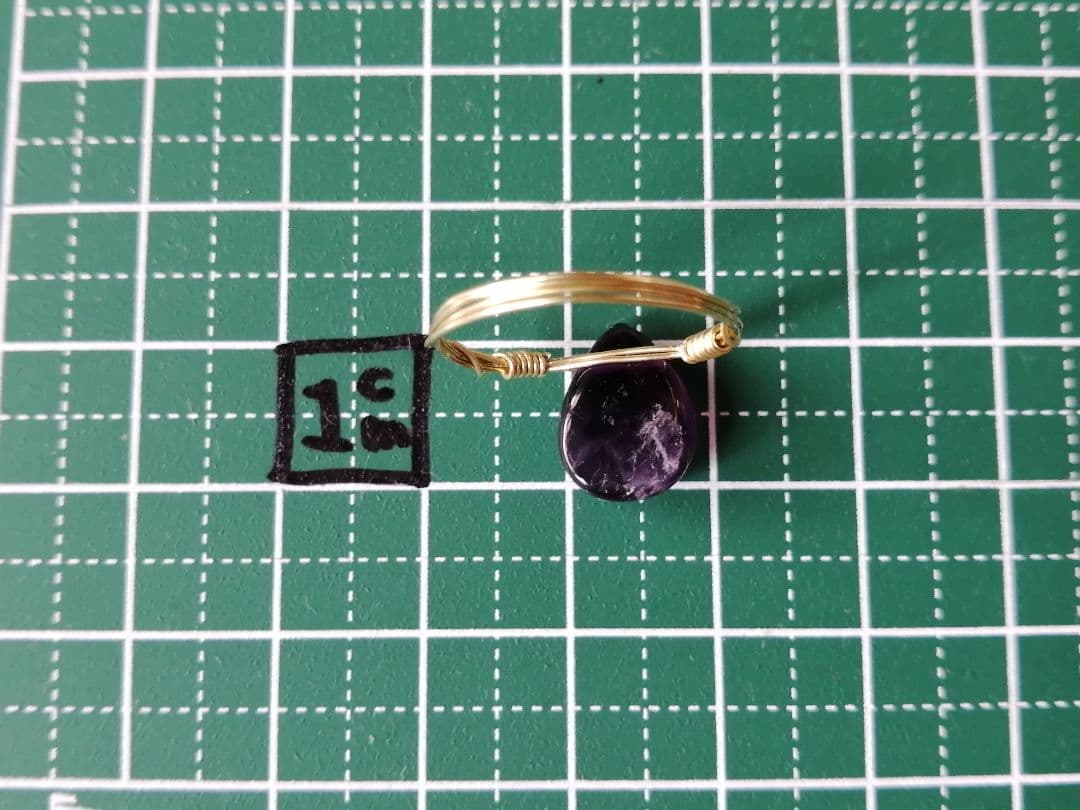 【アメジスト／ファントム】真鍮ワイヤー リング 指輪 14号