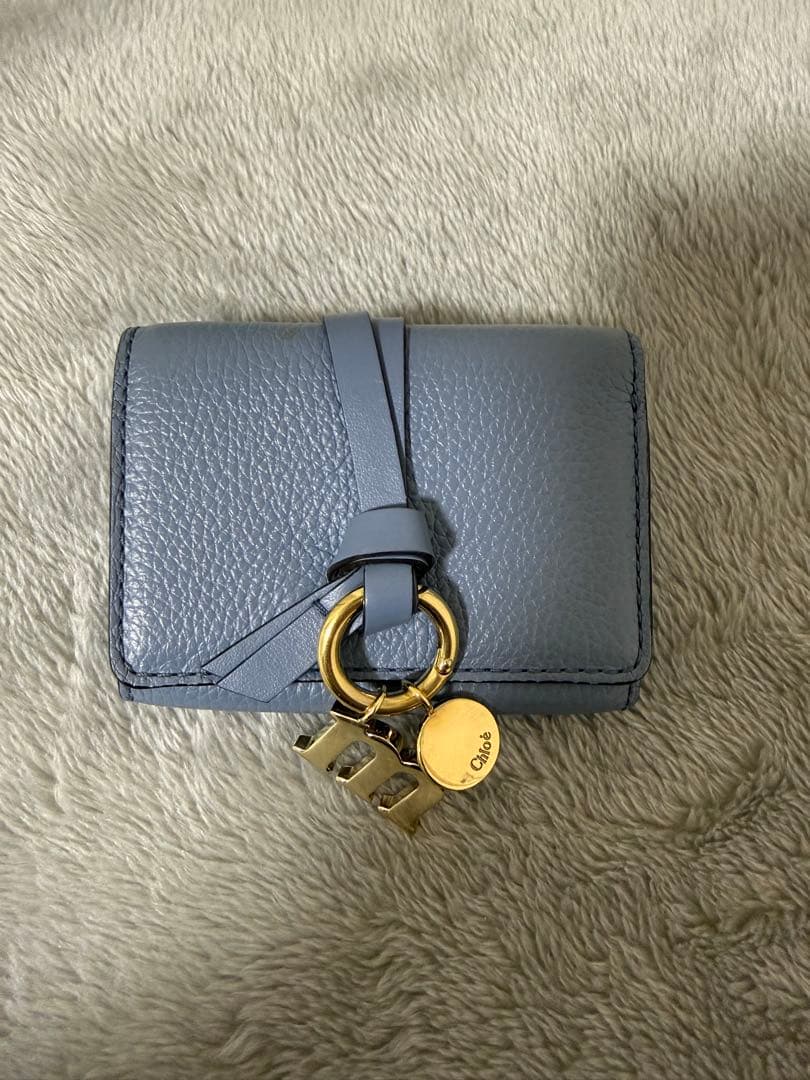 Chloé クロエ 3つ折り財布 ブルー Mチャーム 箱あり 正規品