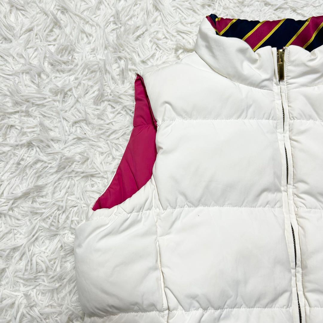 極上品 ラルフローレン ダウンベスト ポニー 白 ピンク リバーシブル 金金具