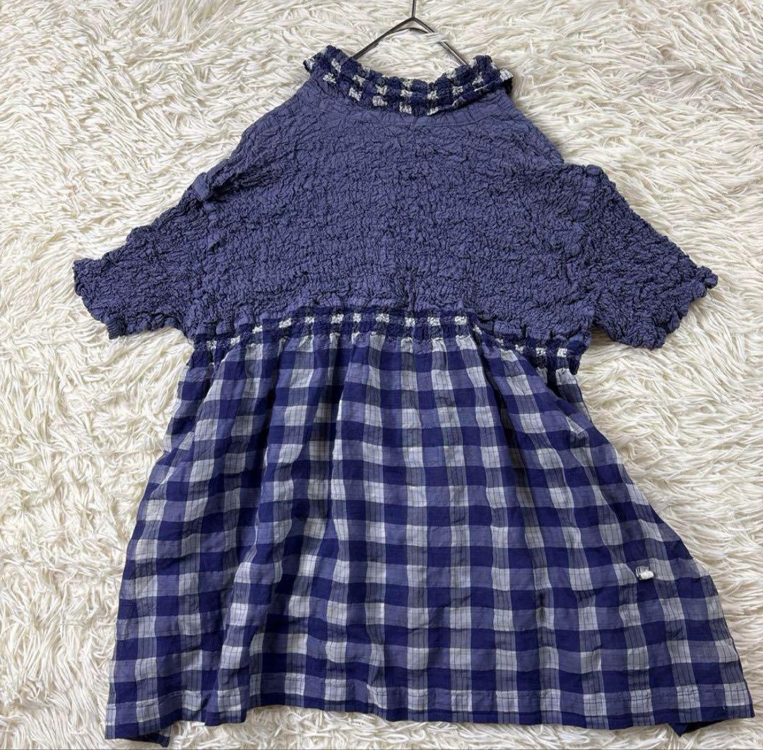 ISSEIMIYAKE イッセイミヤケ　シャツ　チェック柄　シワ加工　半袖