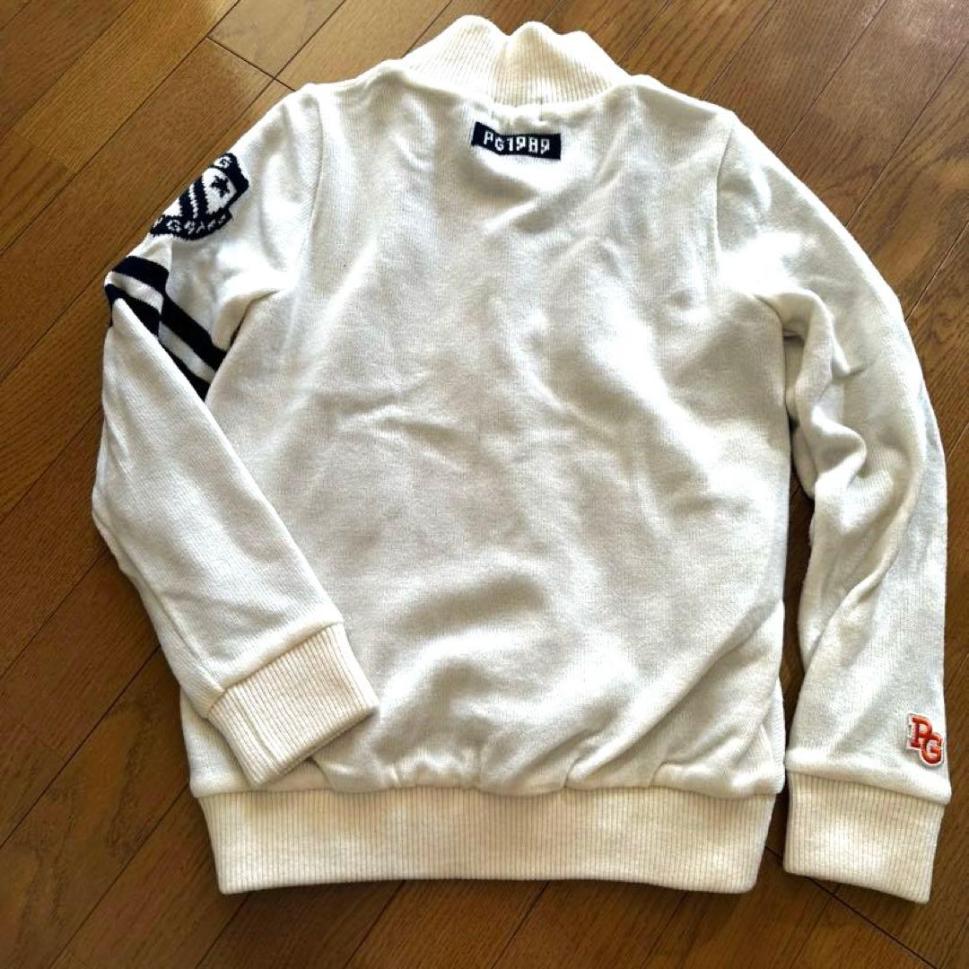 パーリーゲイツ ロゴ付きホワイトジップアップセーター