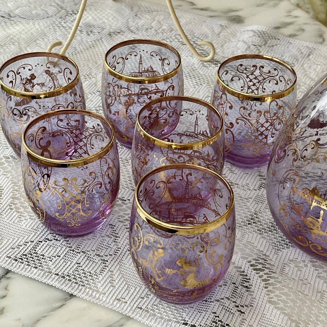 r207 チェコ ボヘミアガラス デキャンタ・グラス6点セット