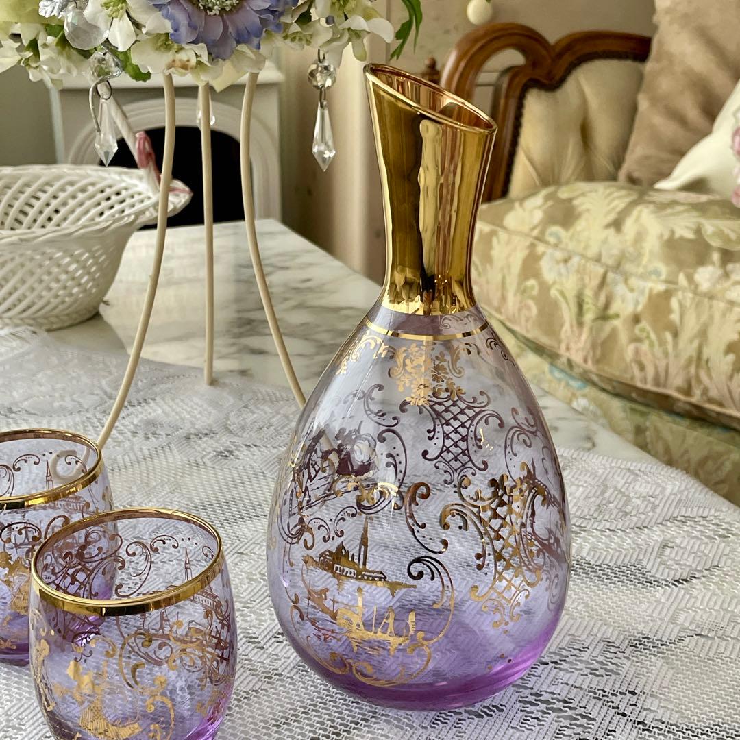 r207 チェコ ボヘミアガラス デキャンタ・グラス6点セット