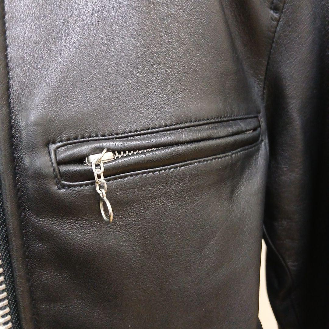 レトログレード襟つきシングルライダースシープスキン