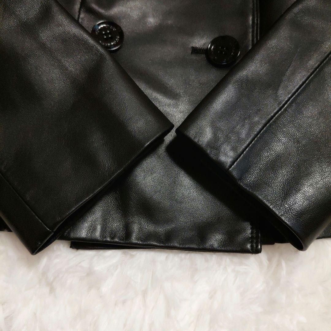 極美品✨バーバリーロンドン　羊皮ライダースジャケット 　ノーカラー　裏地チェック