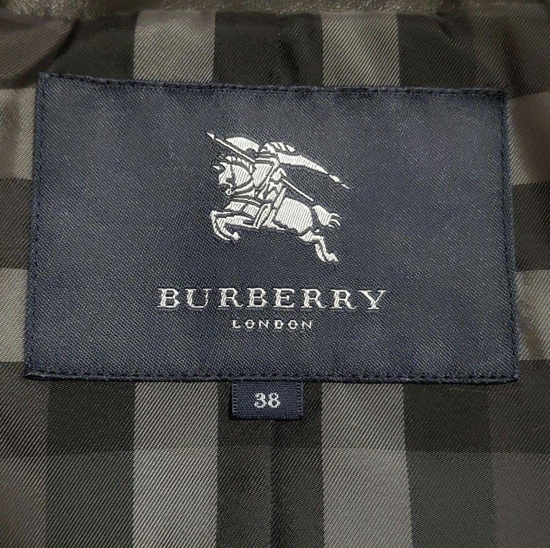 極美品✨バーバリーロンドン　羊皮ライダースジャケット 　ノーカラー　裏地チェック