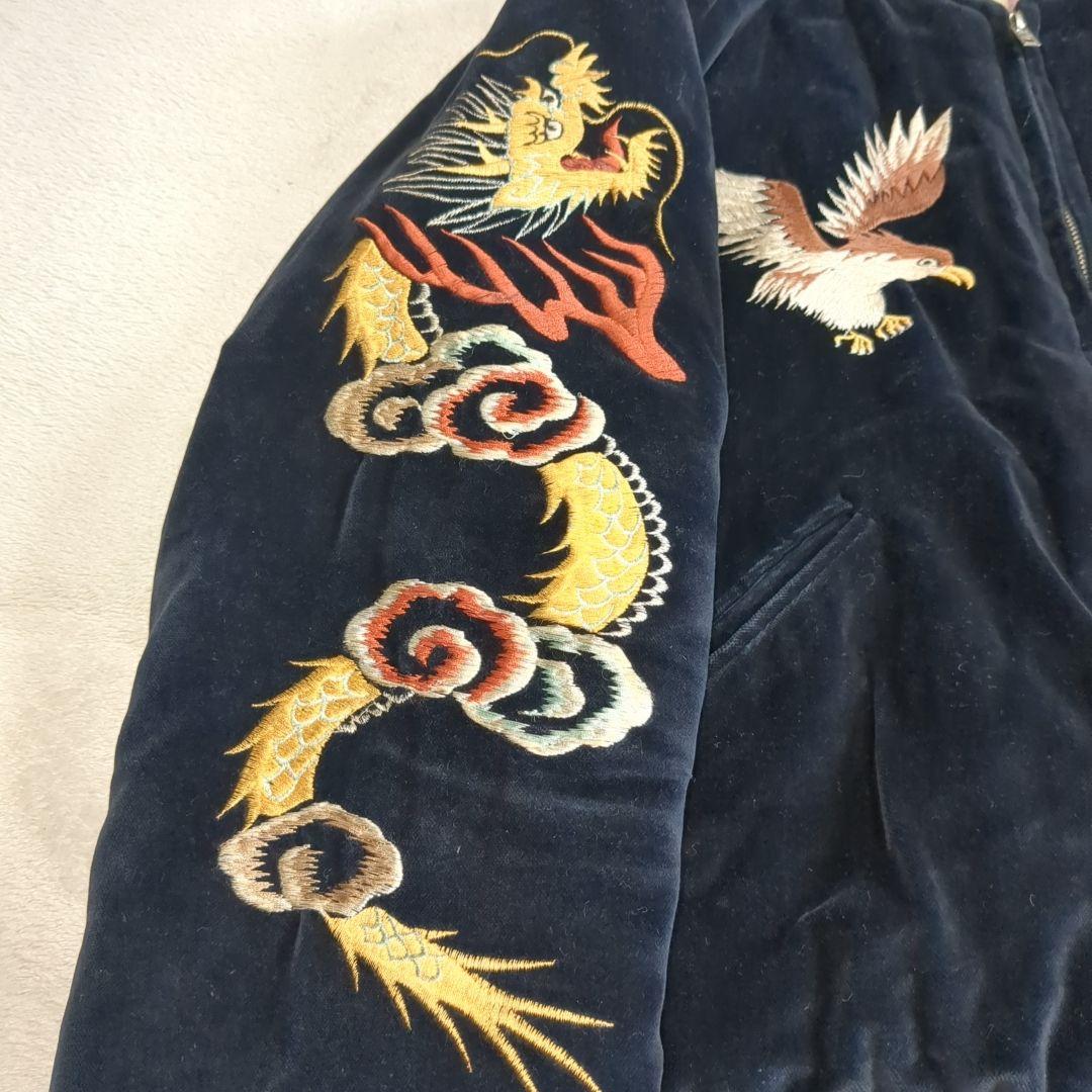 テーラー東洋 スカジャン 別珍 虎 鷹 希少 Lサイズ ブラック リバーシブル