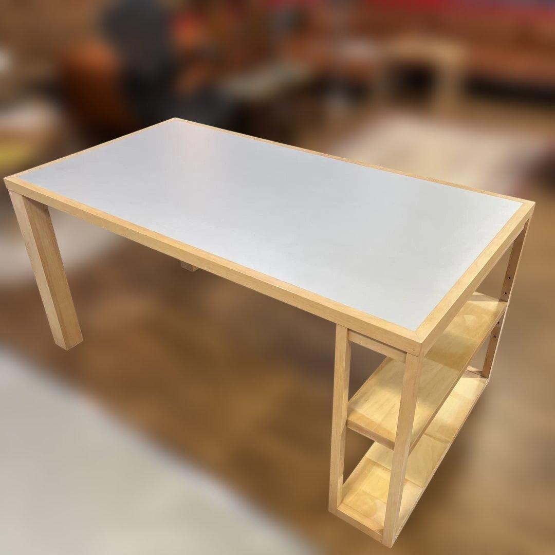 日進木工 ダイニングテーブル リノリウム天板 棚付き