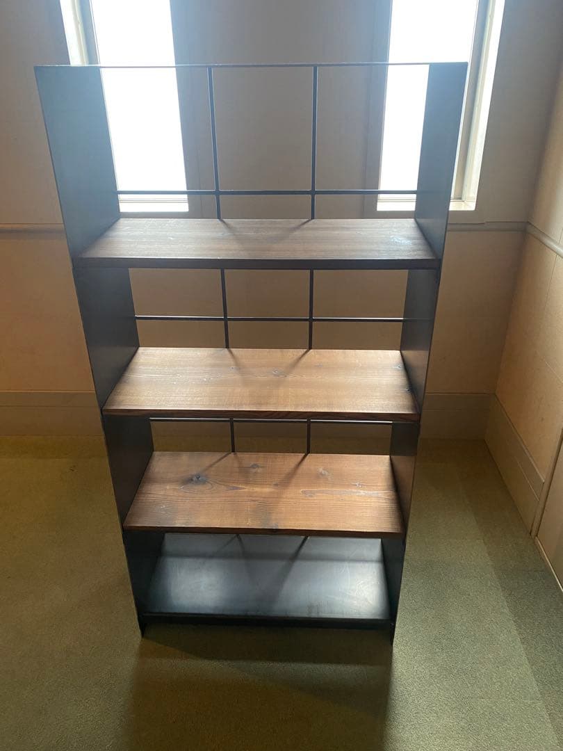 グラearlアール　アイアンシェルフ 4段 木製棚