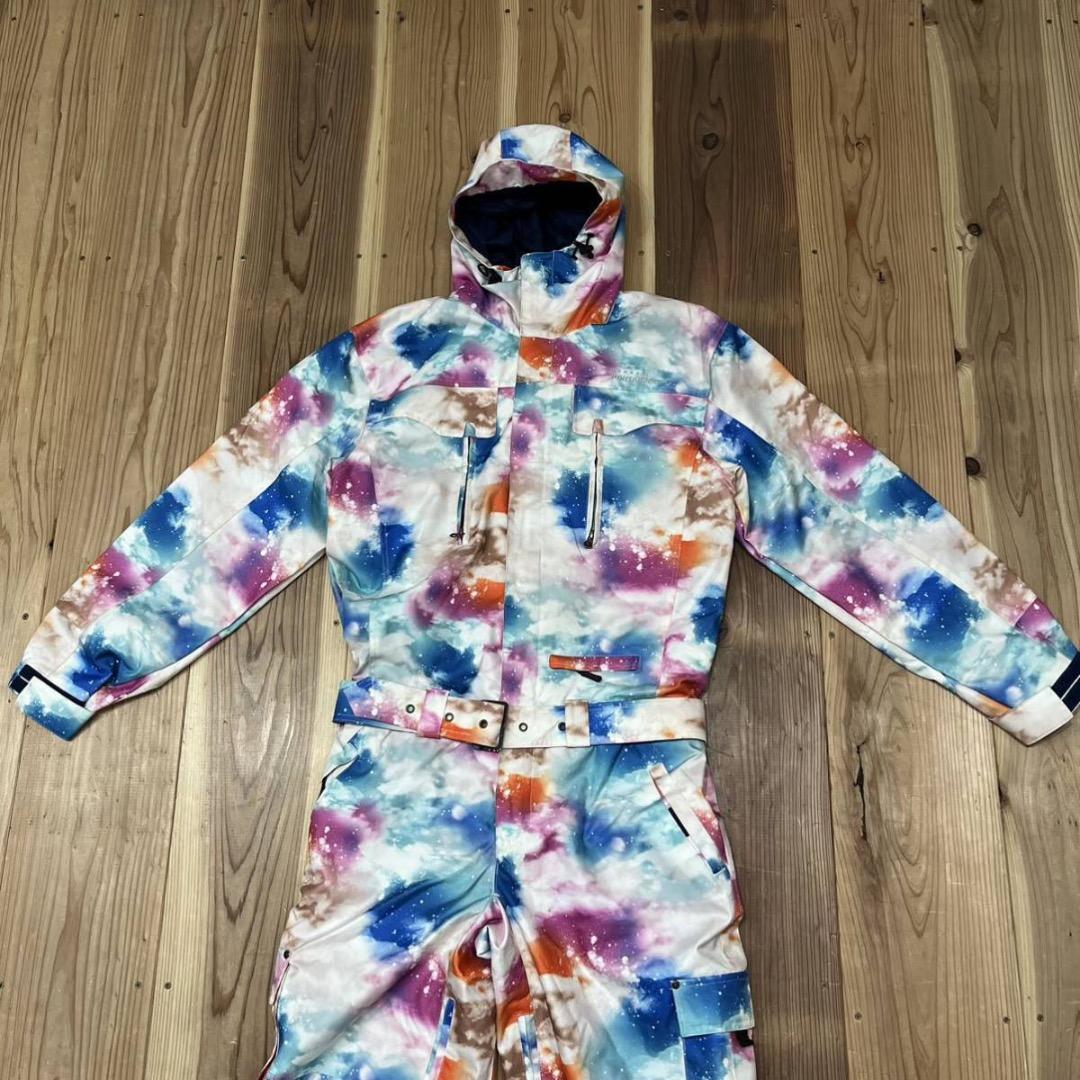PONTAPES スノーボードウェア つなぎ スキーウェア 総柄 フード M