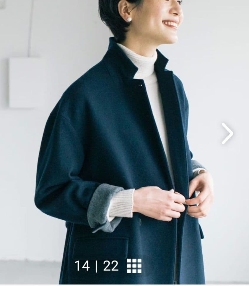 定価3万　北欧暮らしの道具展　「アレンジ襟のかろやか」チェスターコート