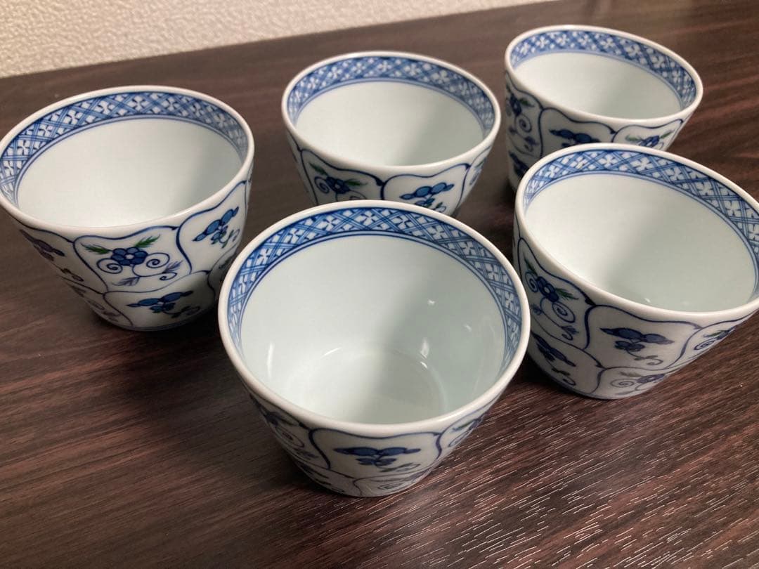 源右衛門窯　染錦なずな紋　蕎麦猪口