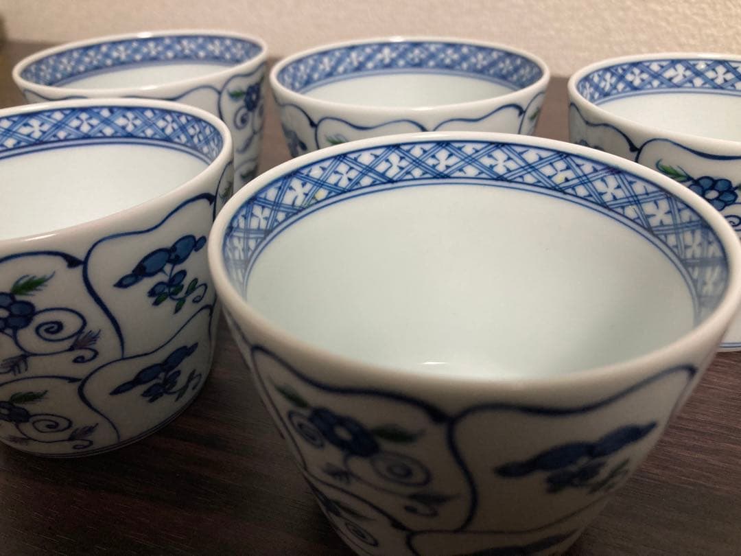 源右衛門窯　染錦なずな紋　蕎麦猪口