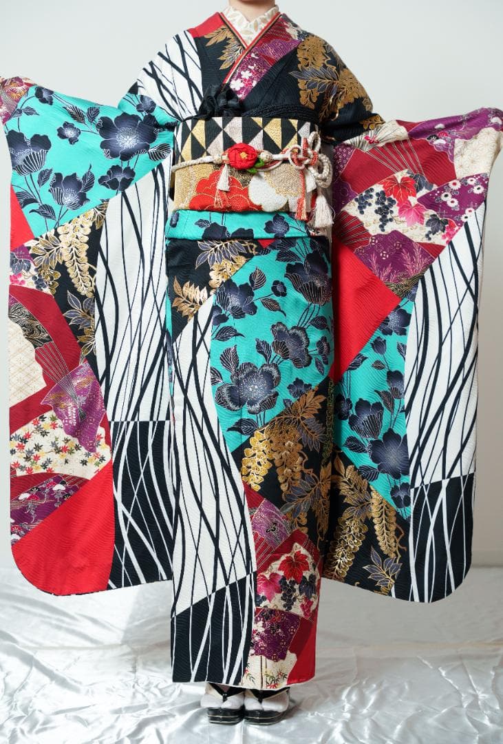 ≪美品≫正絹　振袖9点フルセット【900】【165cm~175cmの方用】