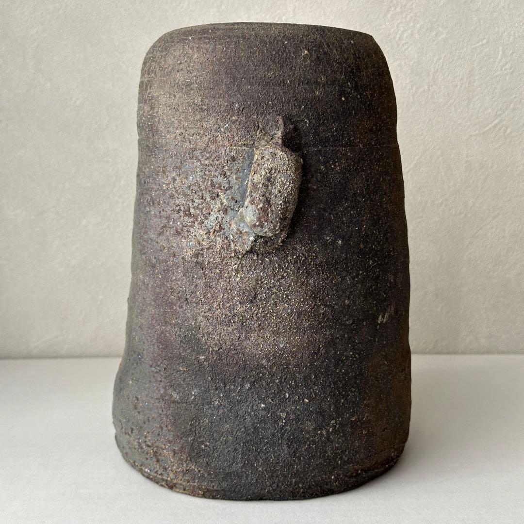 和仁栄幸(正興) 備前 花器 窯変耳付花入 共箱