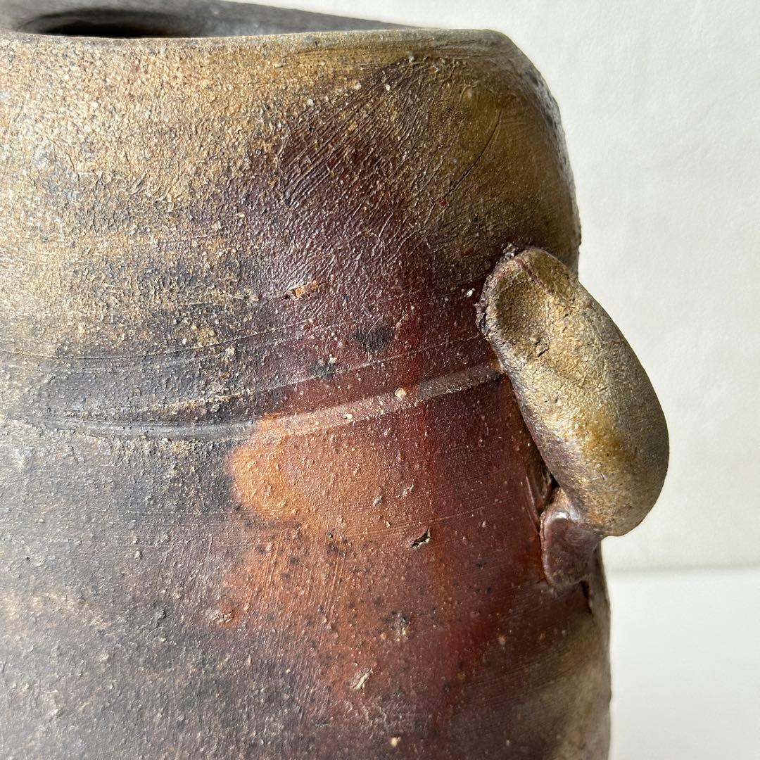 和仁栄幸(正興) 備前 花器 窯変耳付花入 共箱