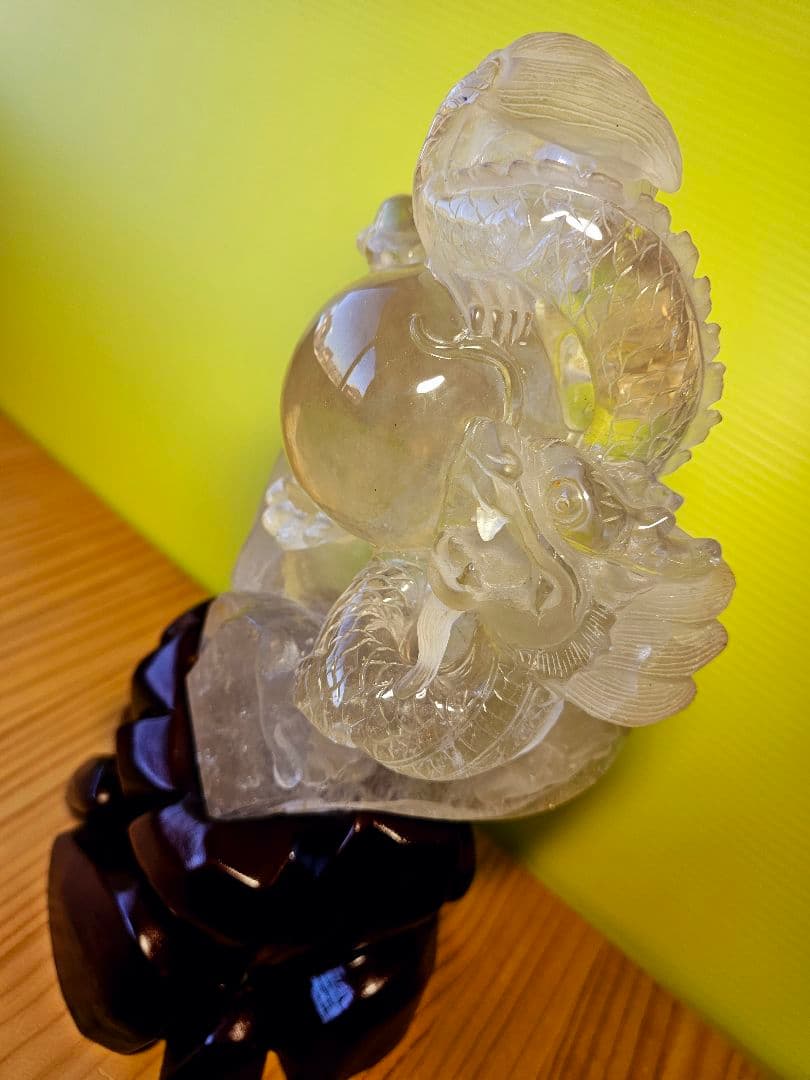 超巨大‼️虹入り✡️マニカラン産 龍神水晶とゴールドルチル丸玉の2点セット