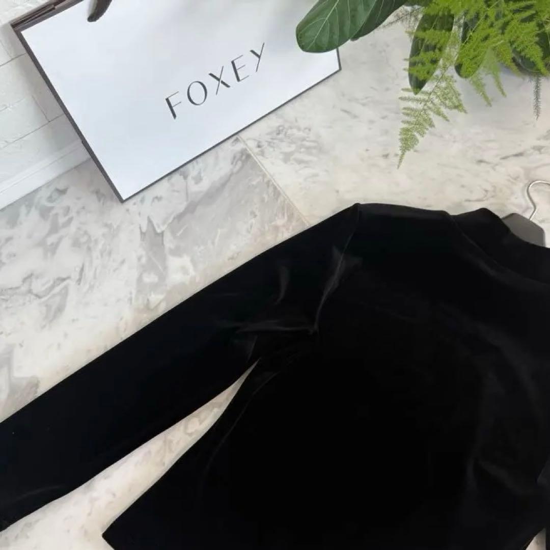 美品★FOXEY/フォクシーベロアトップ ベルブラック 38