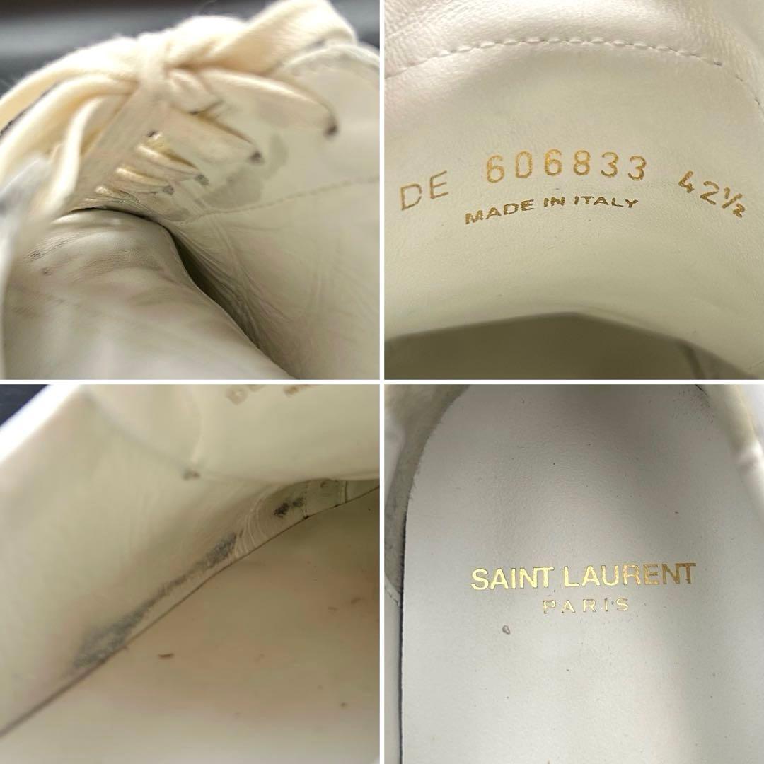 【美品】サンローラン ローカットスニーカー ロゴ メンズ レザー 白 27.5