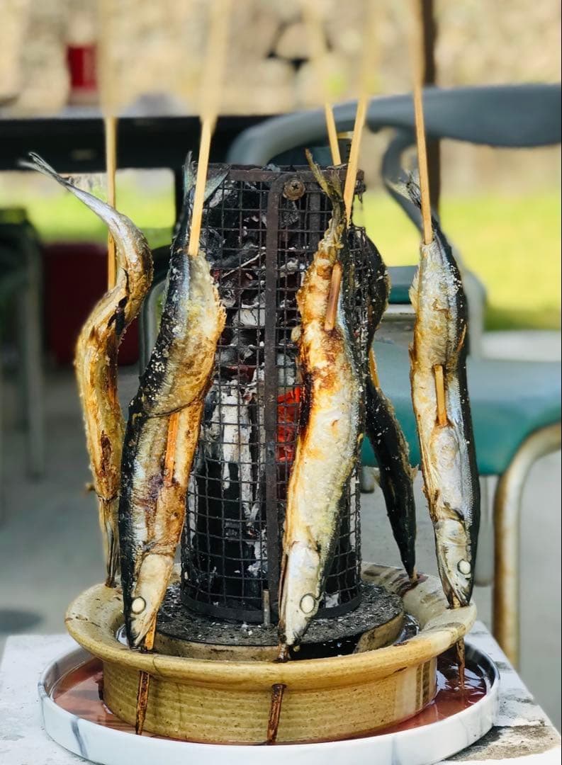 【美濃焼】串匠~金結昌(くじゃく)~　串物を炭焼き　七輪/魚/肉/バーベキュー