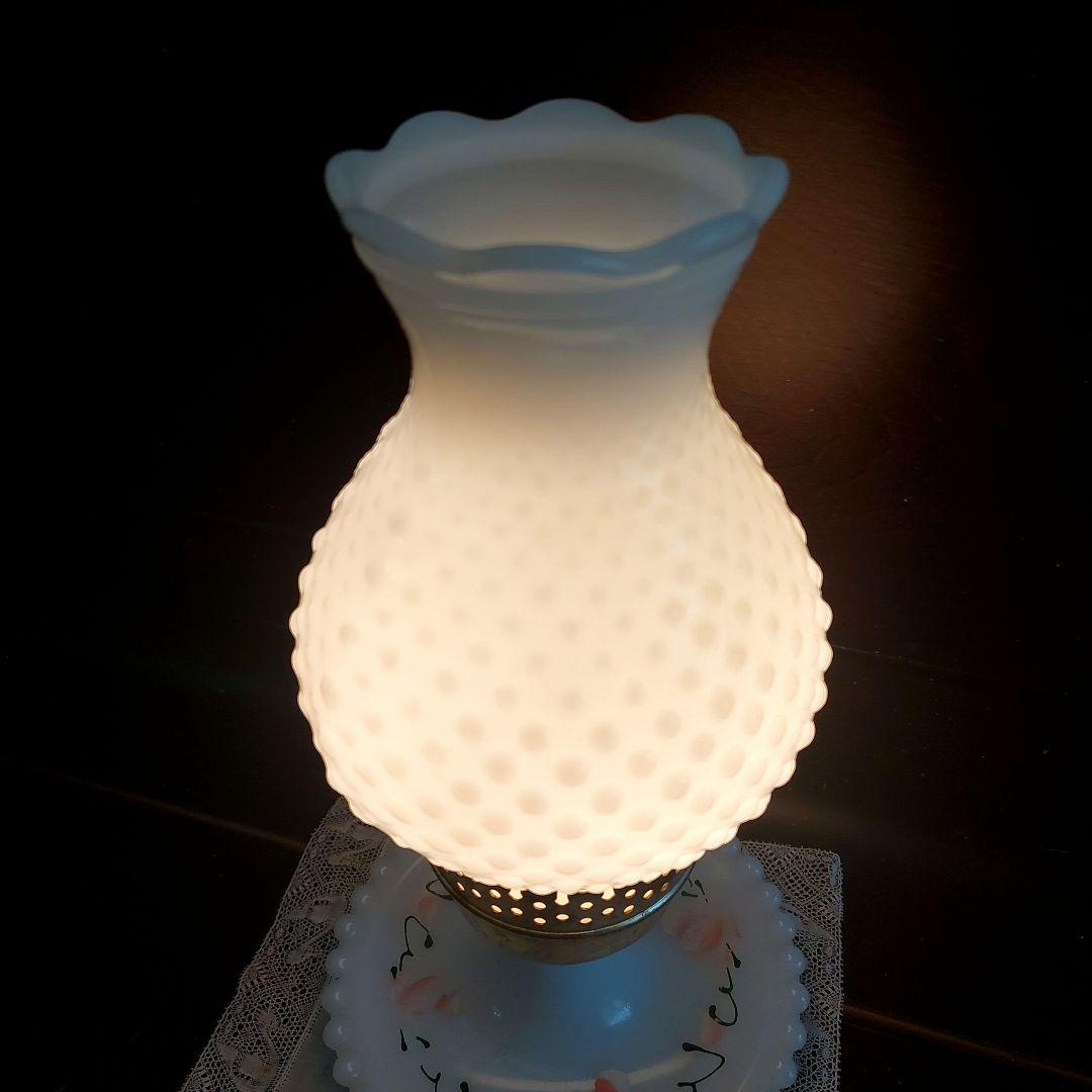 ヴィンテージ ミルクガラス ホブネイル ランプ アンティーク