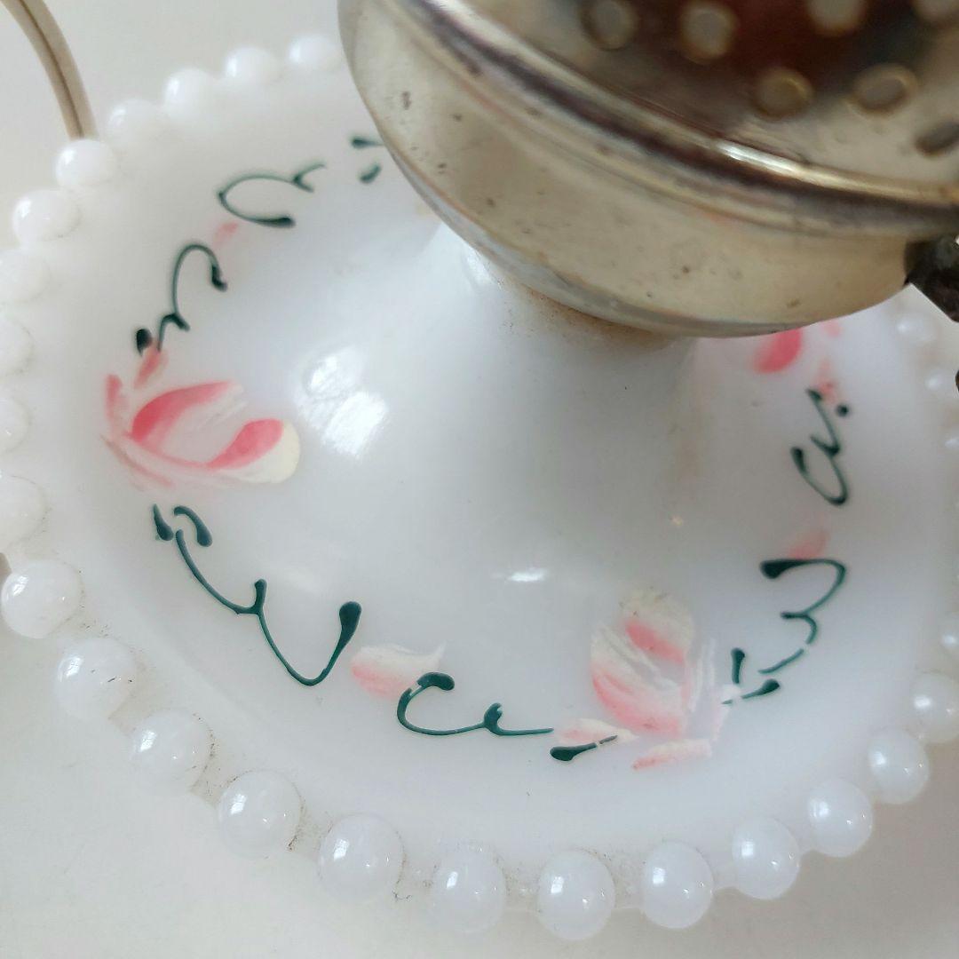 ヴィンテージ ミルクガラス ホブネイル ランプ アンティーク