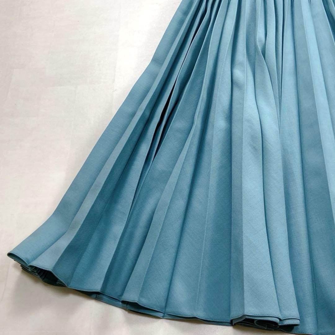 極美品 現行タグ FENDI モヘア プリーツスカート ロング ターコイズブルー