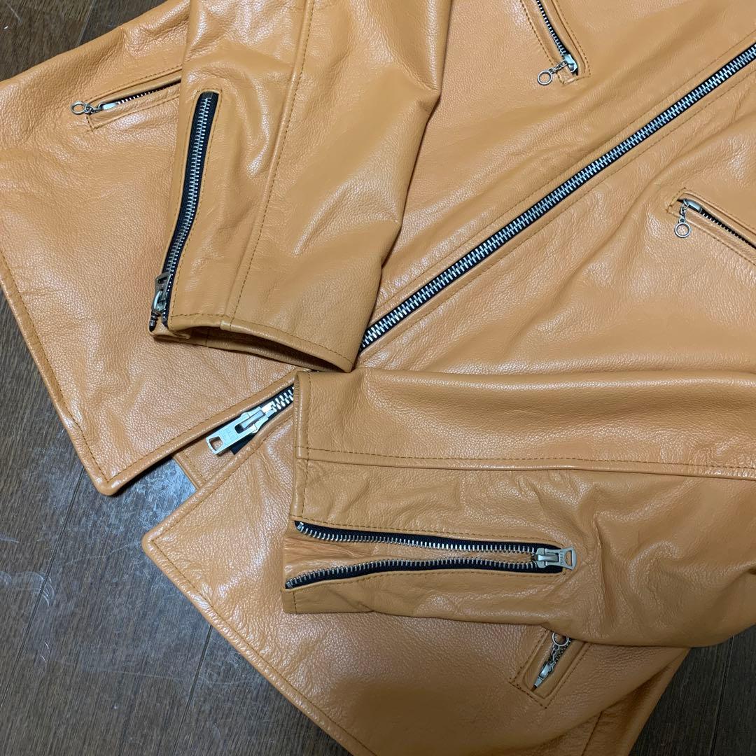 牛皮 シングル ライダース レザー ジャケット 本革 バイカー